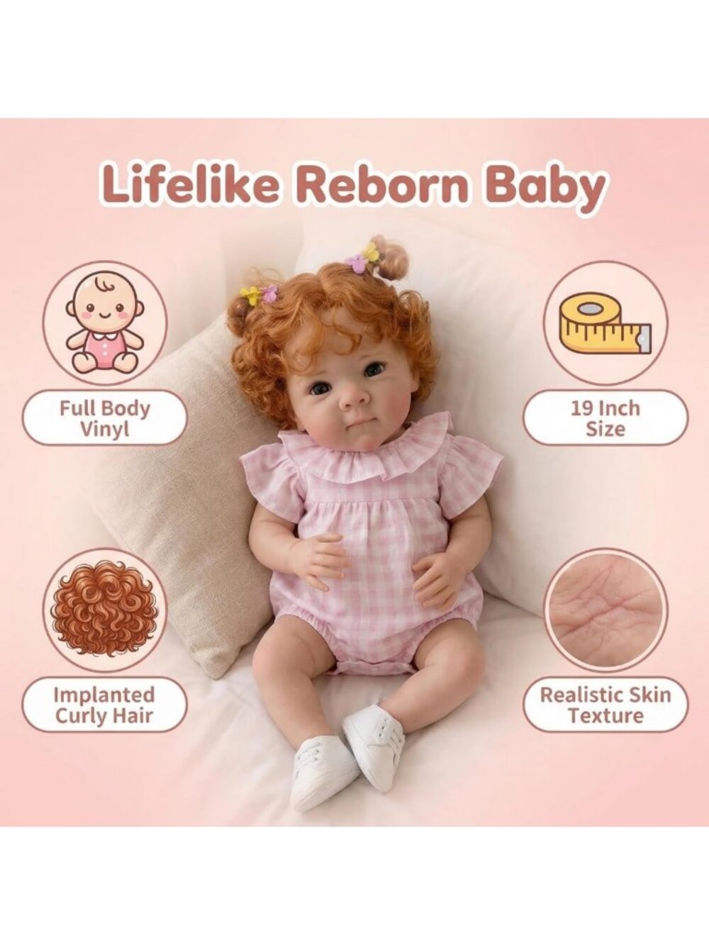Lifelike 18-Inch Full Body Reborn Baby Doll - Realistic Silicone Toy Gift for - Picture 5 of 8